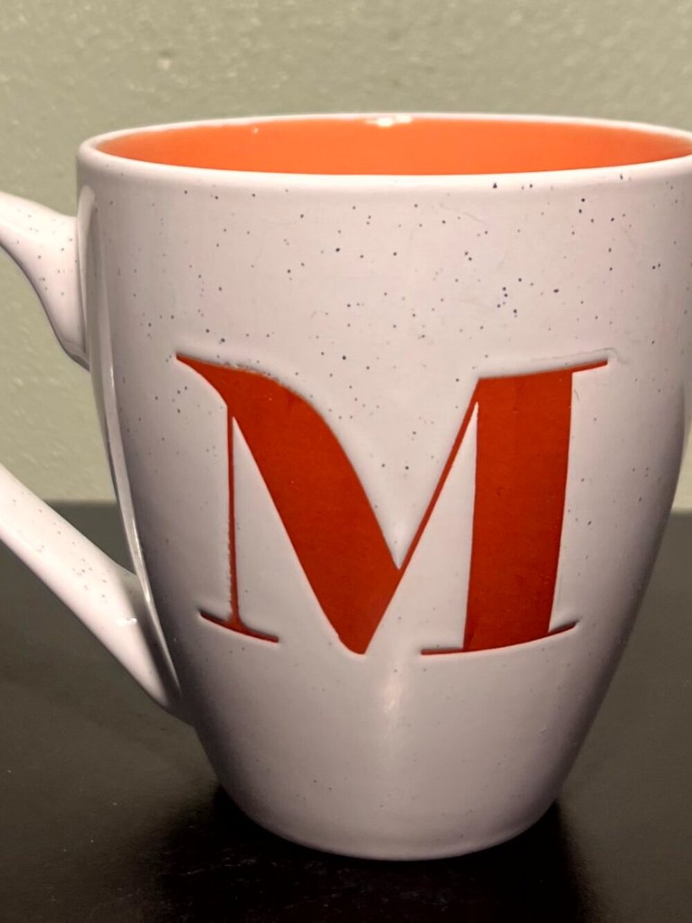 Vintage Farmhouse Speckled Initial Letter M Coffee Mug 18oz Monogram Tea Cup